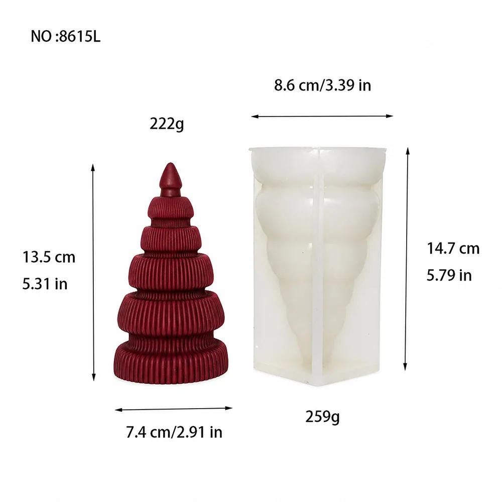 8615L - Christmas Tree Silicone Candle Mold 8615L