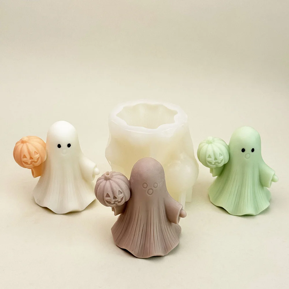 9349-万圣节幽灵南瓜硅胶蜡烛模具