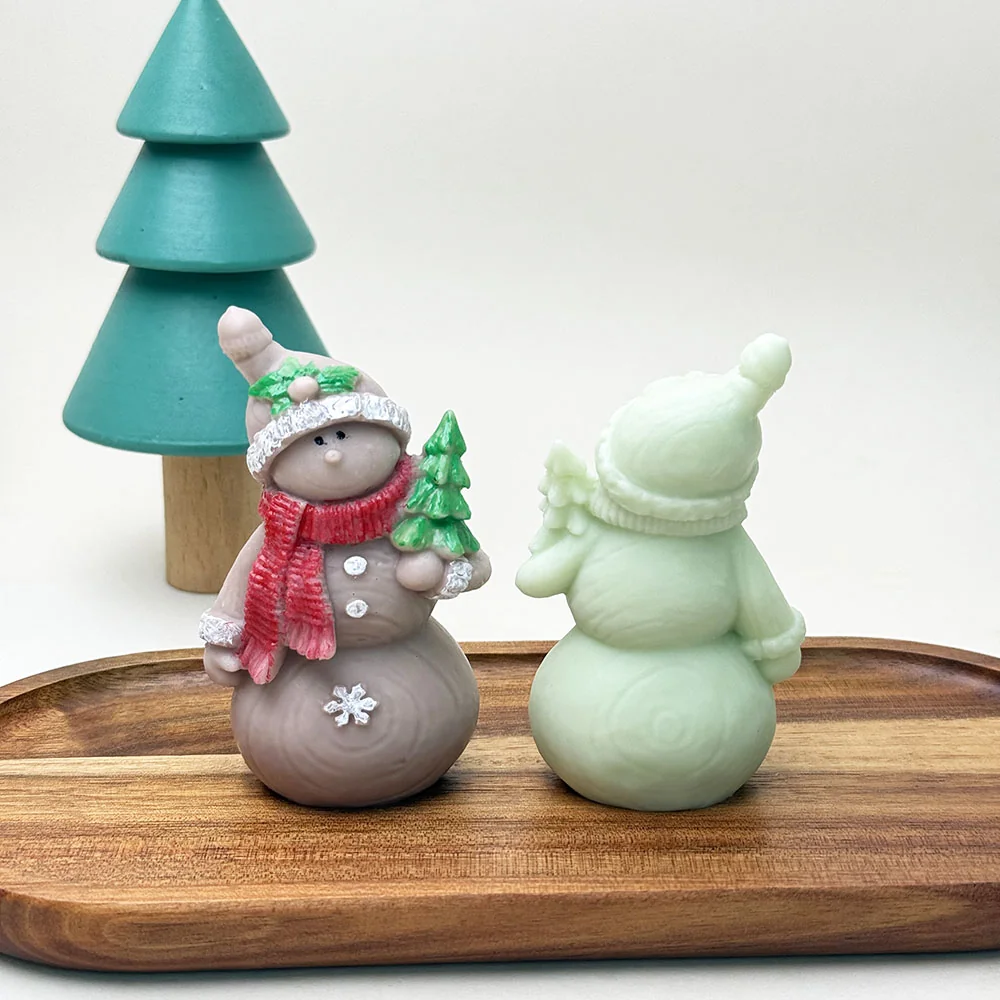 9343-圣诞雪人硅胶蜡烛模具