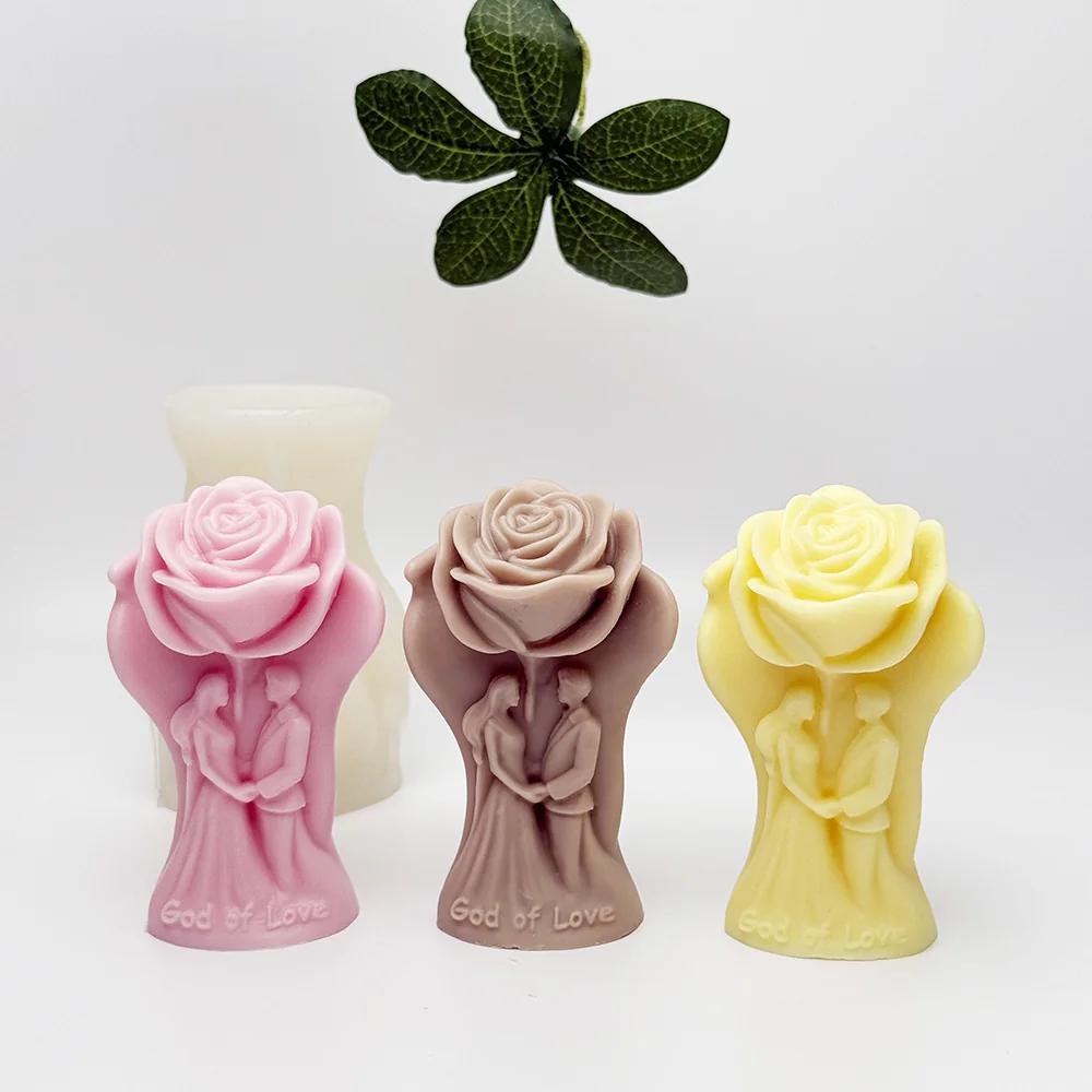 Wedding Couple Silicone Candle Mold with Heart Design