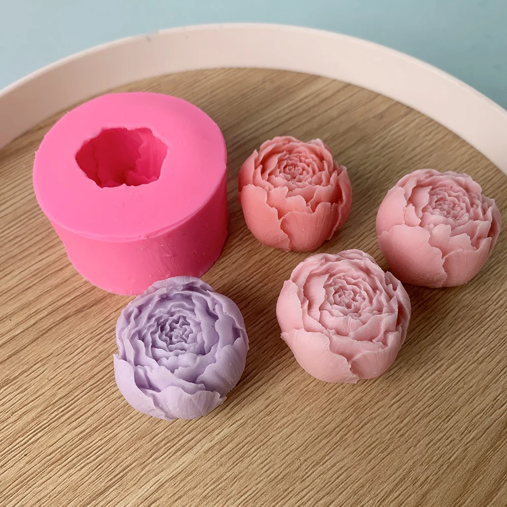 1223-3D立体迷你牡丹花苞硅胶蜡烛模具