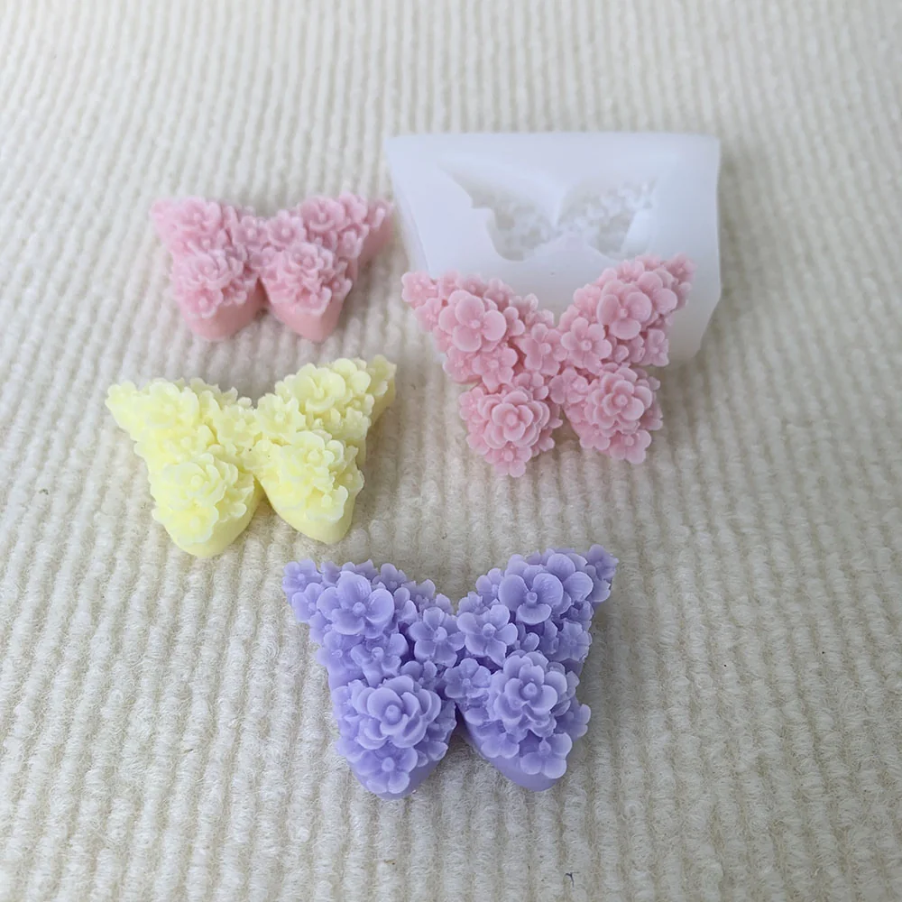 1393-花簇造型蝴蝶硅胶蜡烛模具