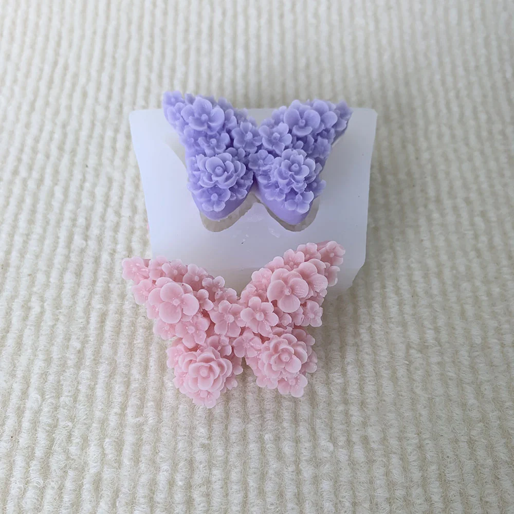 1393-花簇造型蝴蝶硅胶蜡烛模具