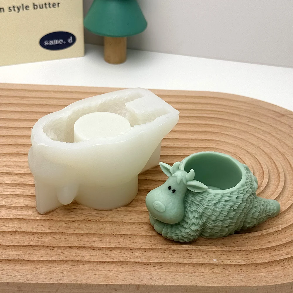 9338S-小号奶牛花盆硅胶蜡烛模具