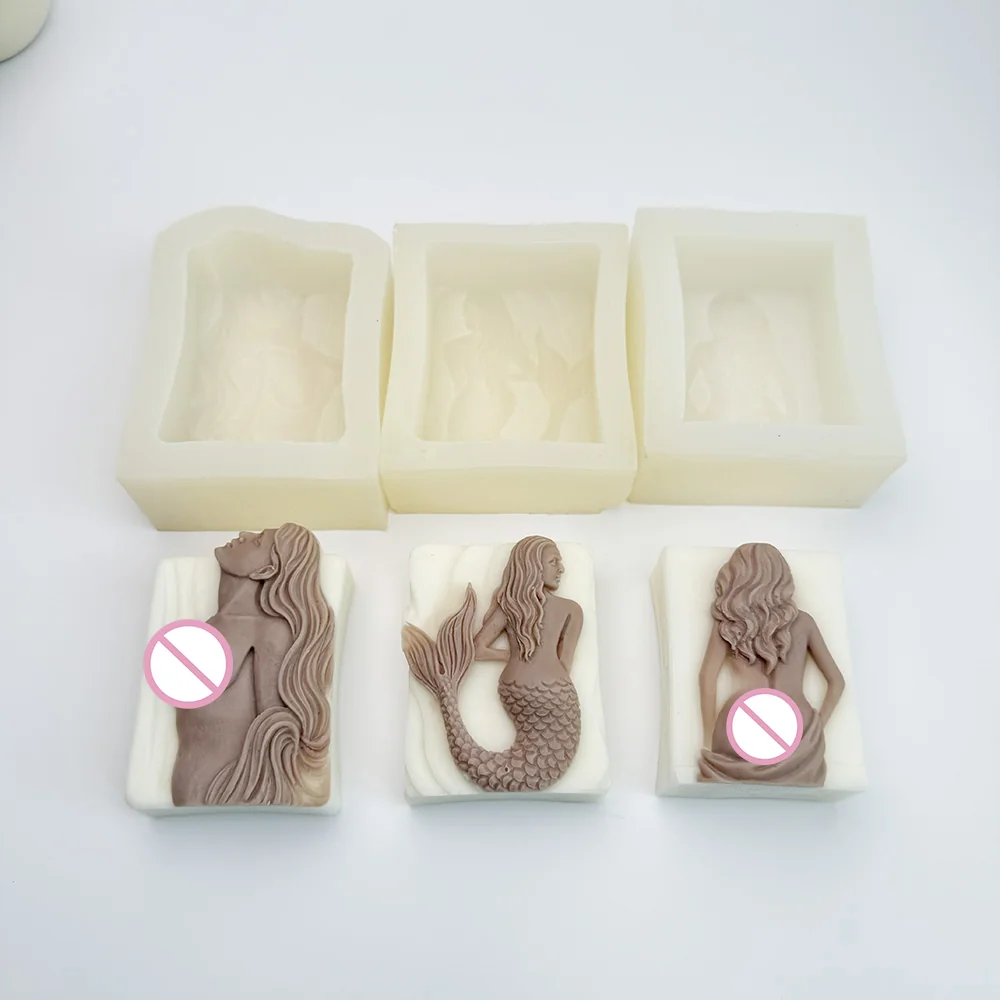 1491-艺术风仰头长发女性半身硅胶蜡烛模具