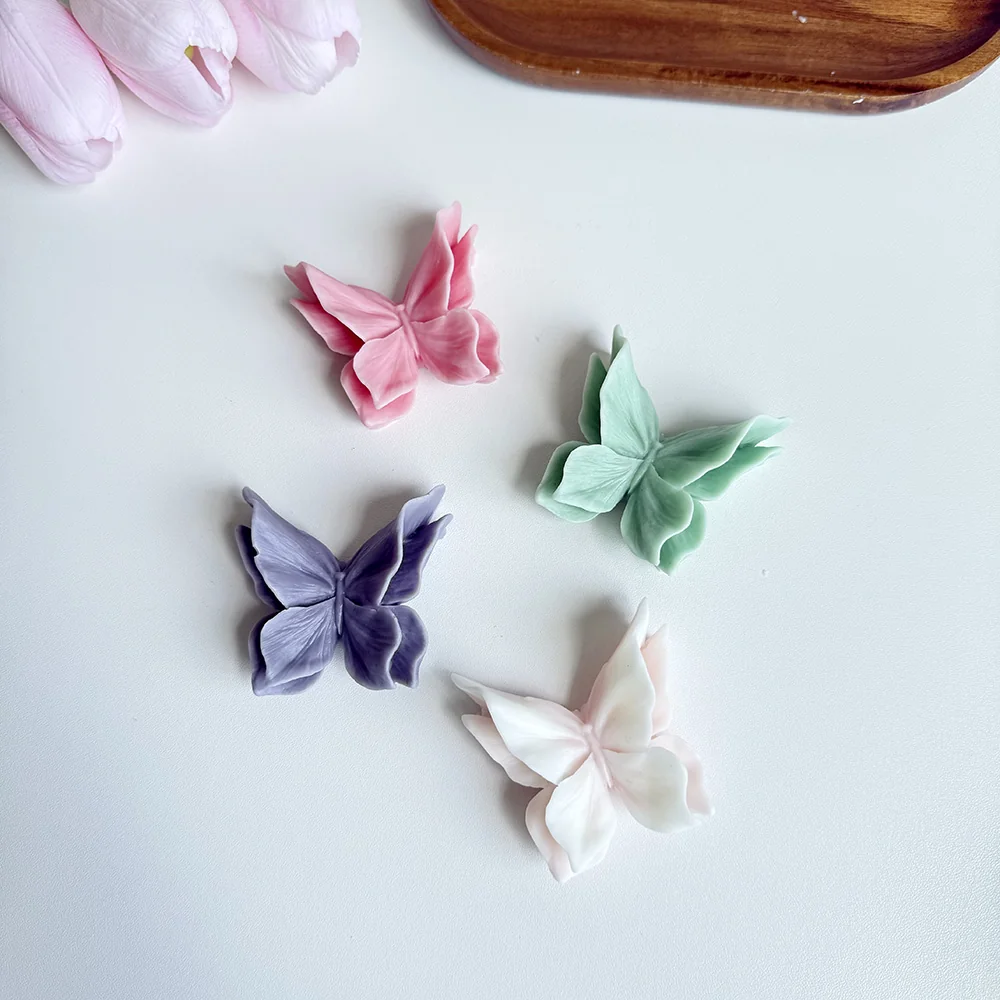 1527-立体双层花瓣翅膀蝴蝶硅胶蜡烛模具