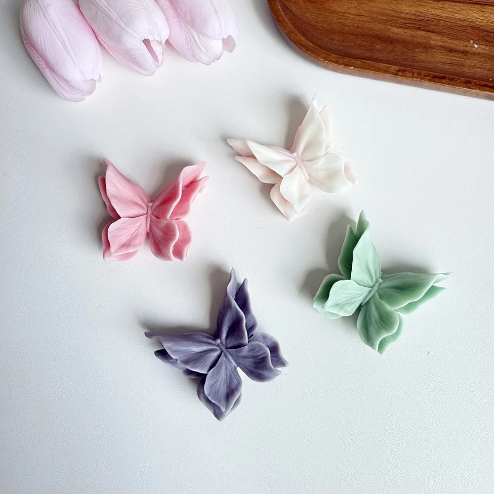 1527-立体双层花瓣翅膀蝴蝶硅胶蜡烛模具