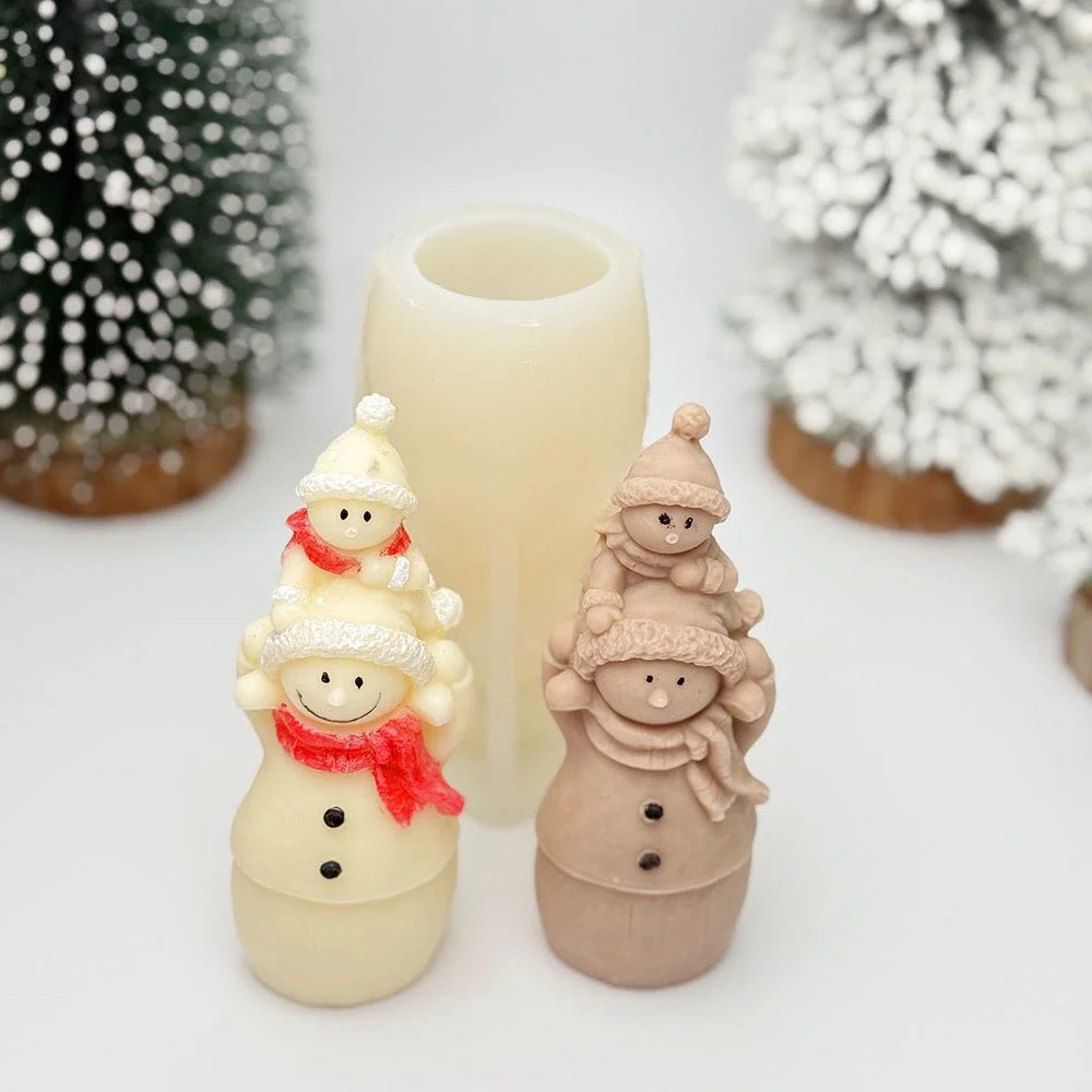 9357-双层雪人硅胶蜡烛模具