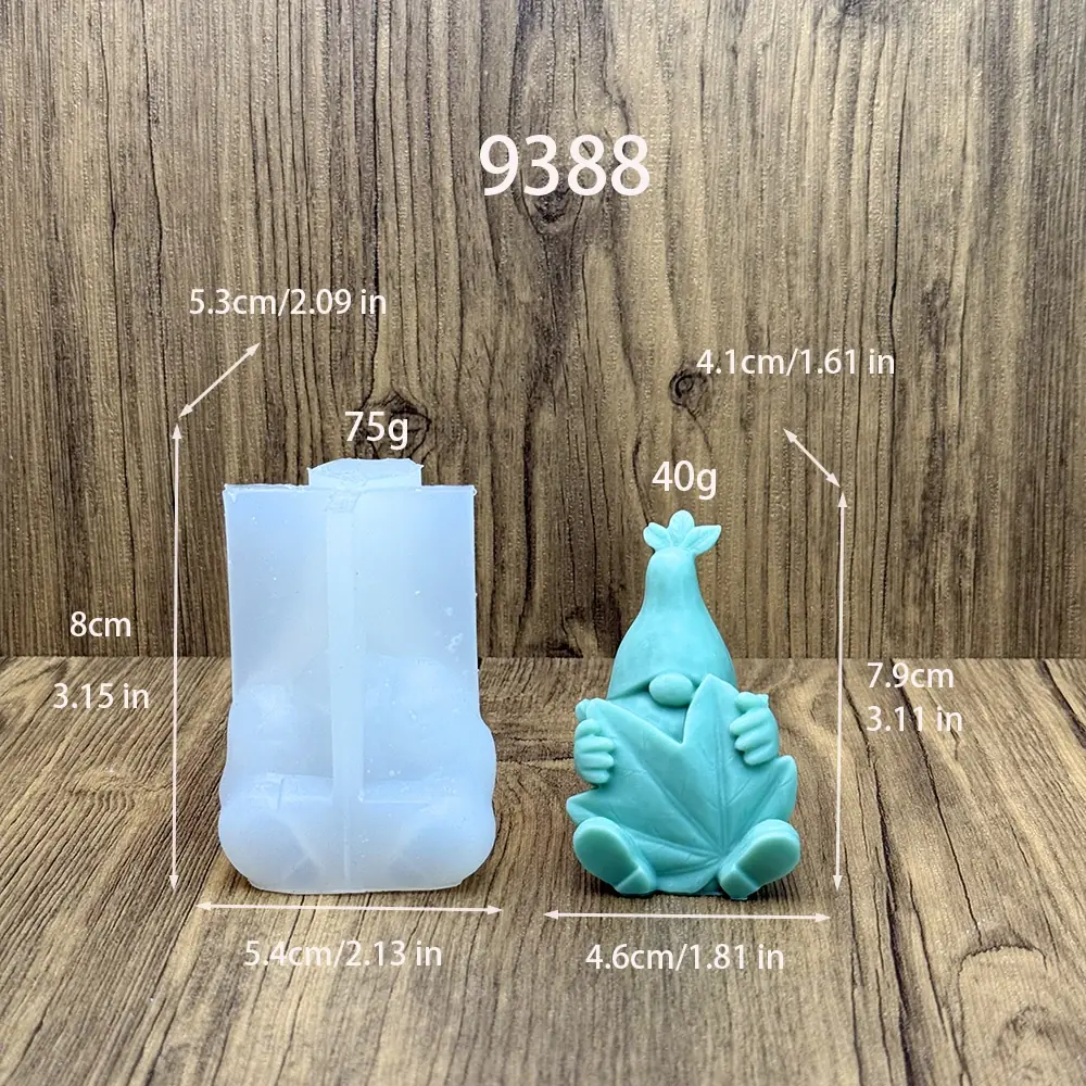 Gnome Silicone Candle Mold with Leaf Design