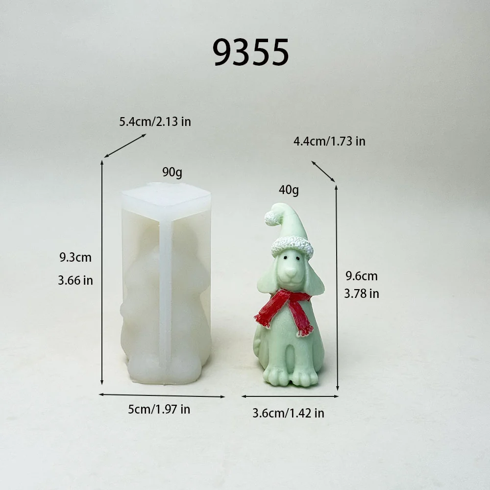 9355-圣诞贵宾犬硅胶蜡烛模具