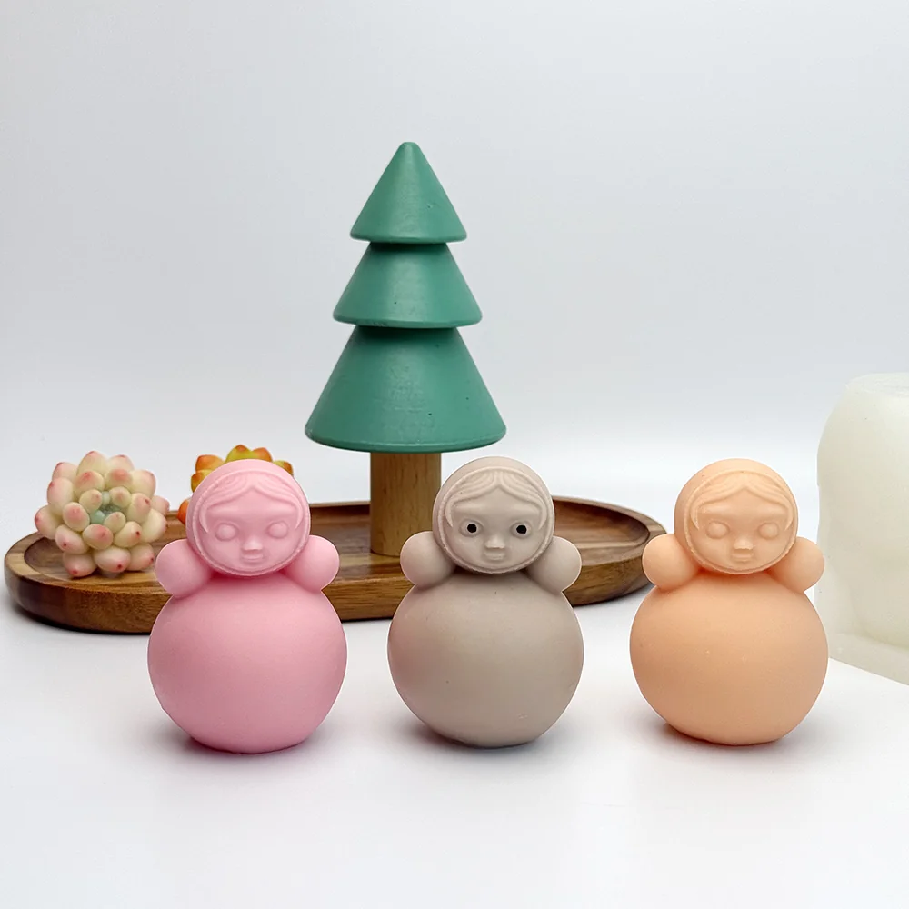 Doll Silicone Candle Mold with Round Body Design