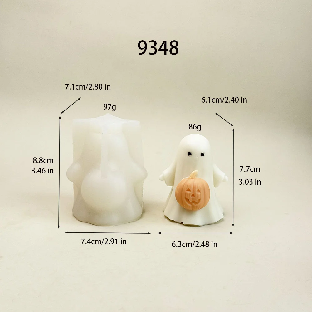9348-幽灵抱南瓜硅胶蜡烛模具