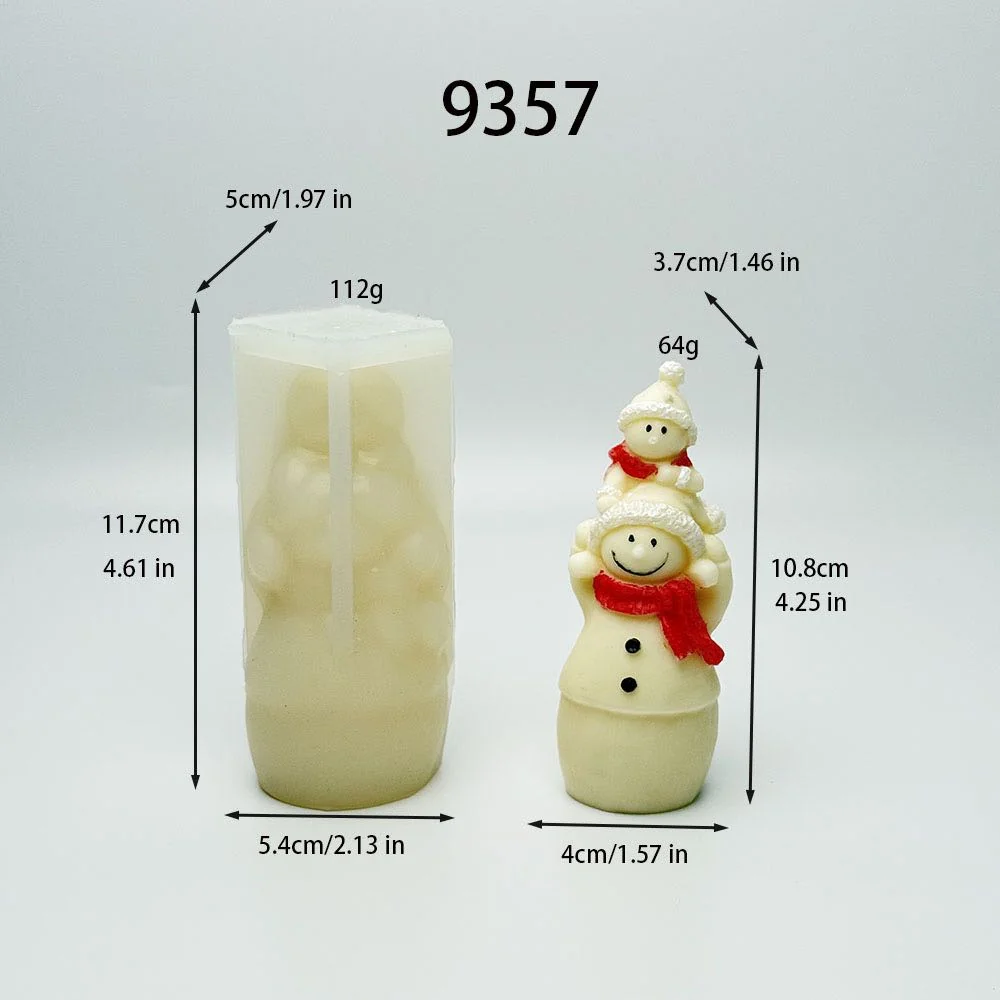 9357-双层雪人硅胶蜡烛模具