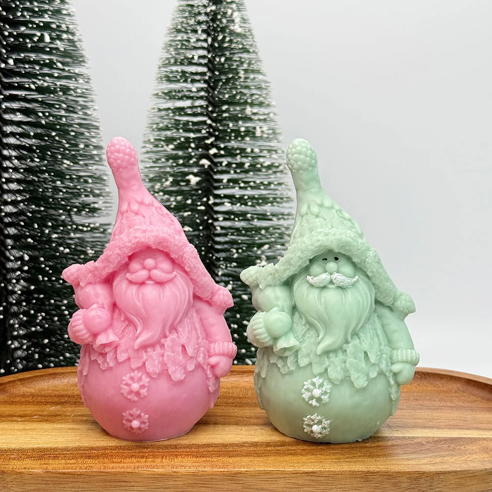 Christmas Gnome Silicone Candle Mold with Gift Bag Design