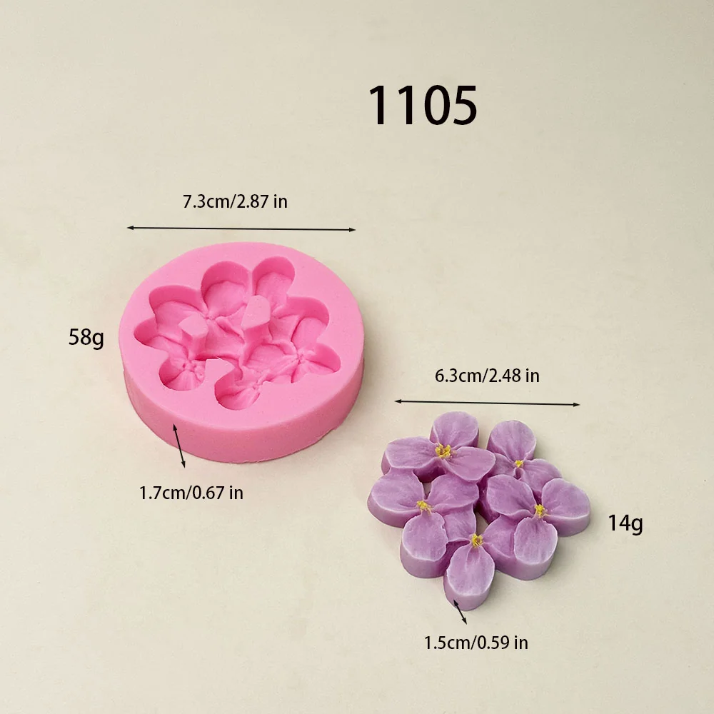1105-五朵花簇硅胶模具