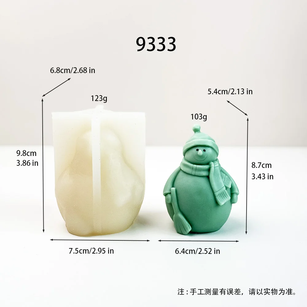 9333-可爱雪人硅胶蜡烛模具