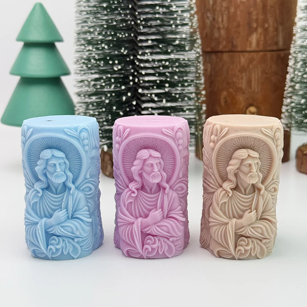 Jesus Silicone Candle Mold with Relief Design