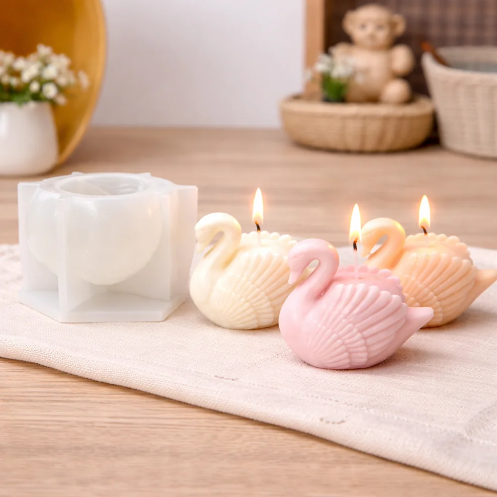 8434-立体天鹅硅胶蜡烛模具