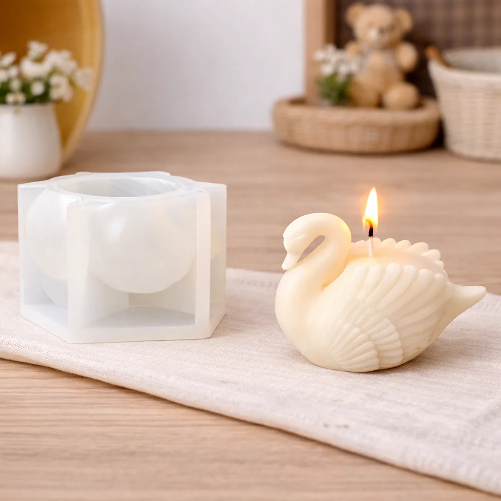 8434-立体天鹅硅胶蜡烛模具