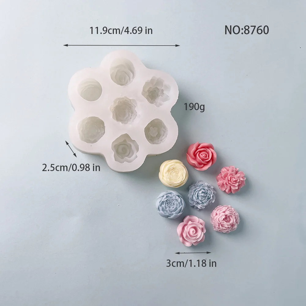 8760-7连迷你立体花卉硅胶蜡烛模具