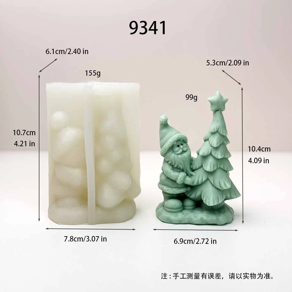 9341-圣诞老人和圣诞树硅胶蜡烛模具