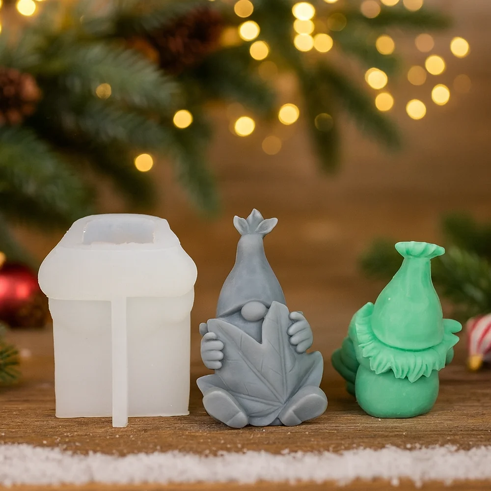 Gnome Silicone Candle Mold with Leaf Design