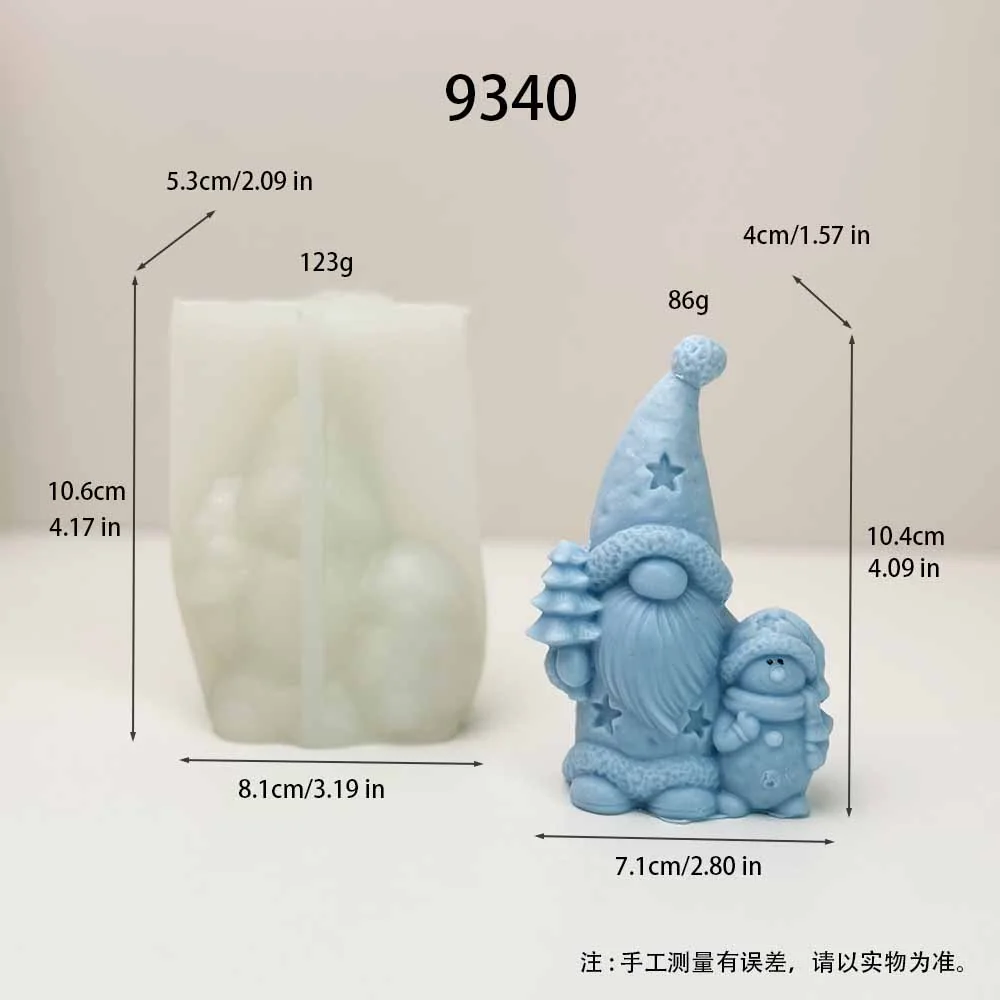 9340-圣诞地精雪人硅胶蜡烛模具