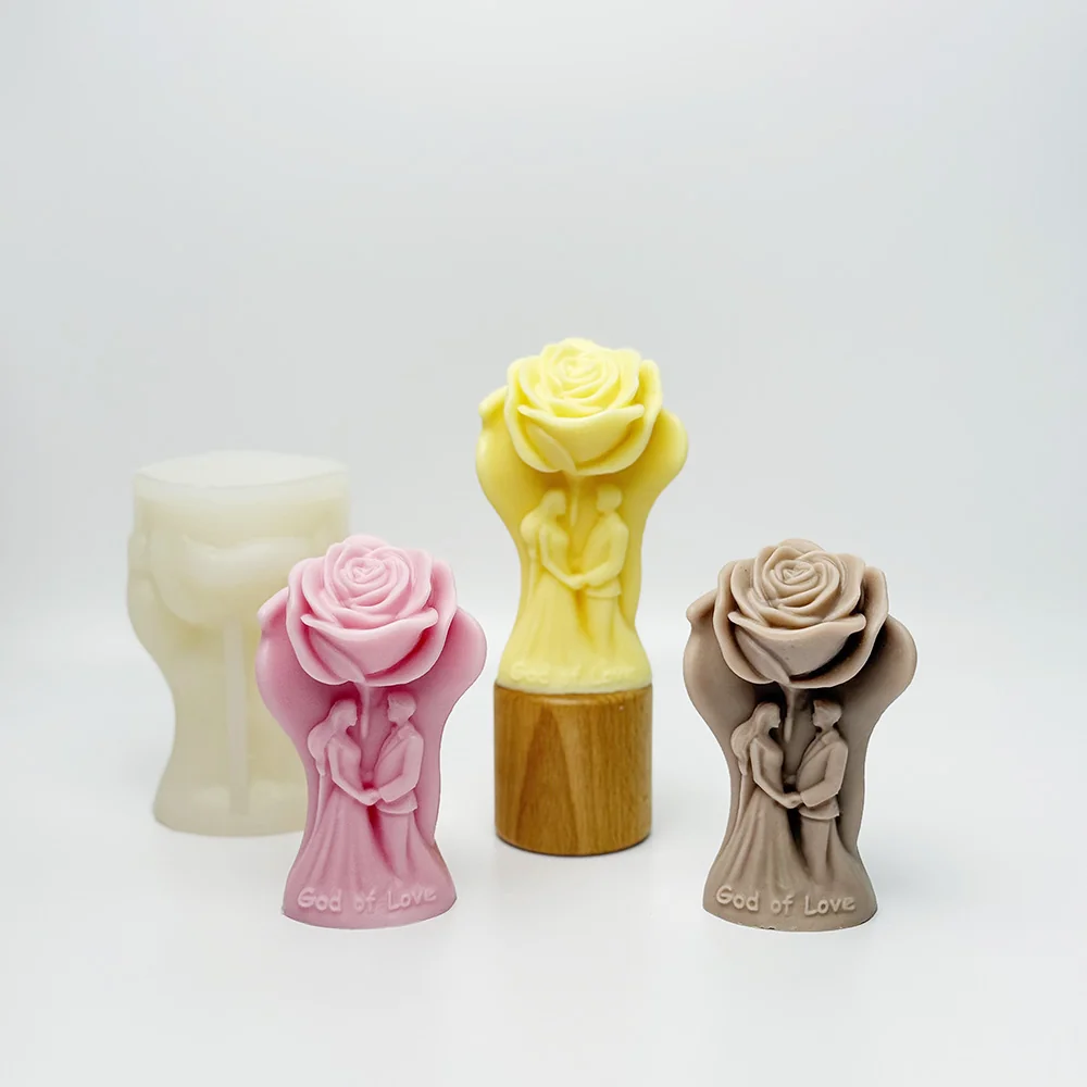 Wedding Couple Silicone Candle Mold with Heart Design