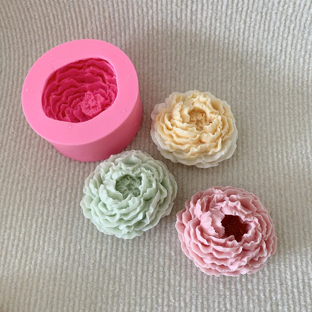 BJ010-叠瓣花卉硅胶蜡烛模具 康乃馨造型