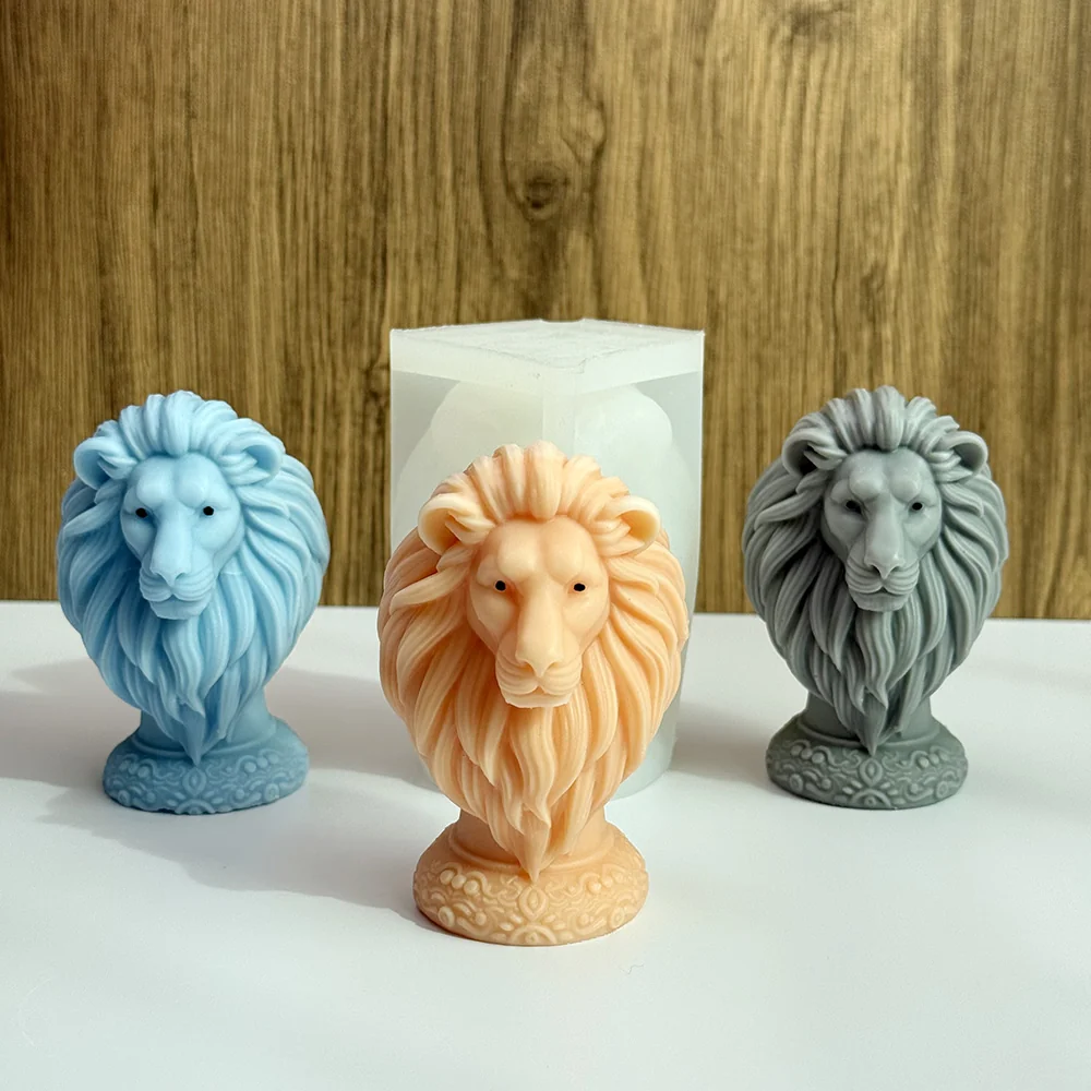 Lion Head Silicone Candle Mold with Detailed Mane