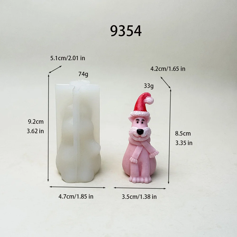 9354-圣诞小狗小熊硅胶蜡烛模具