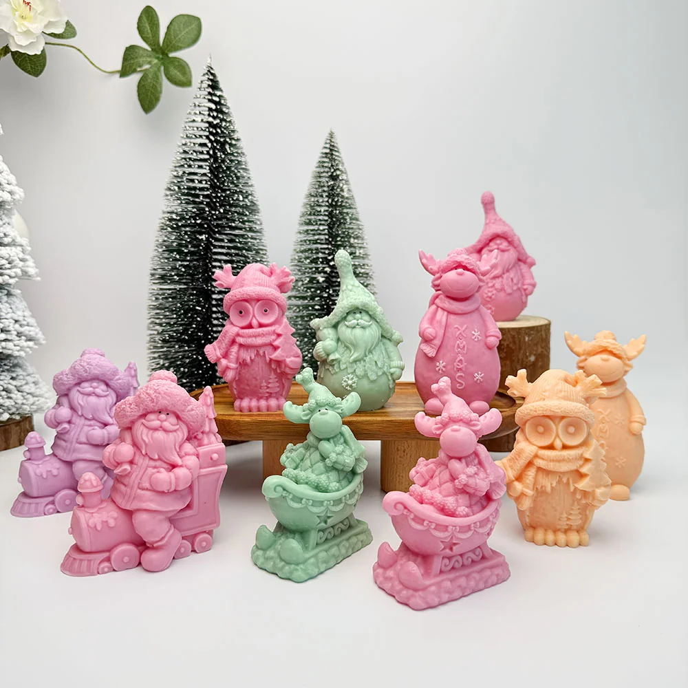 Christmas Gnome Silicone Candle Mold with Gift Bag Design