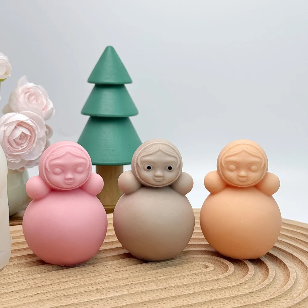 Doll Silicone Candle Mold with Round Body Design