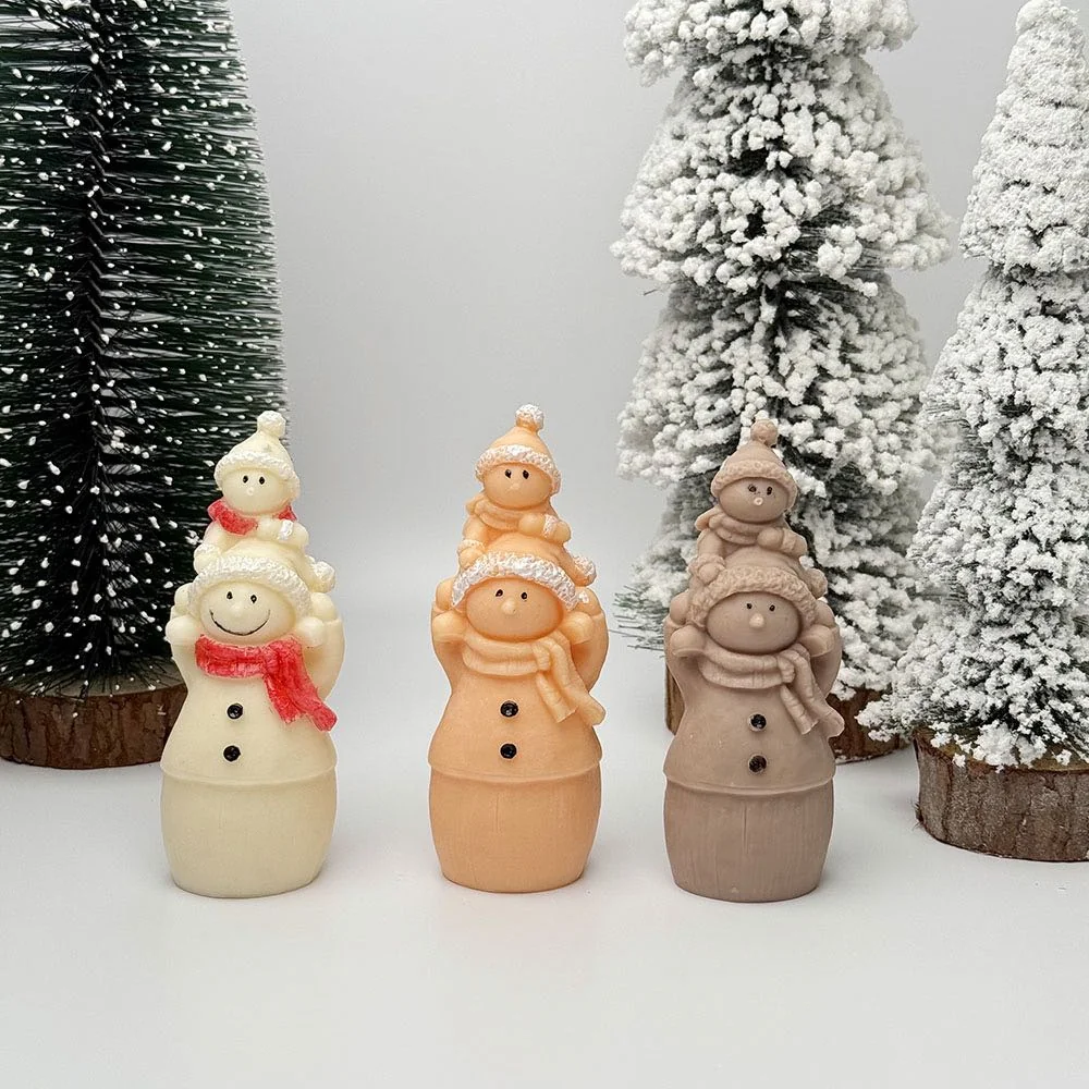 9357-双层雪人硅胶蜡烛模具