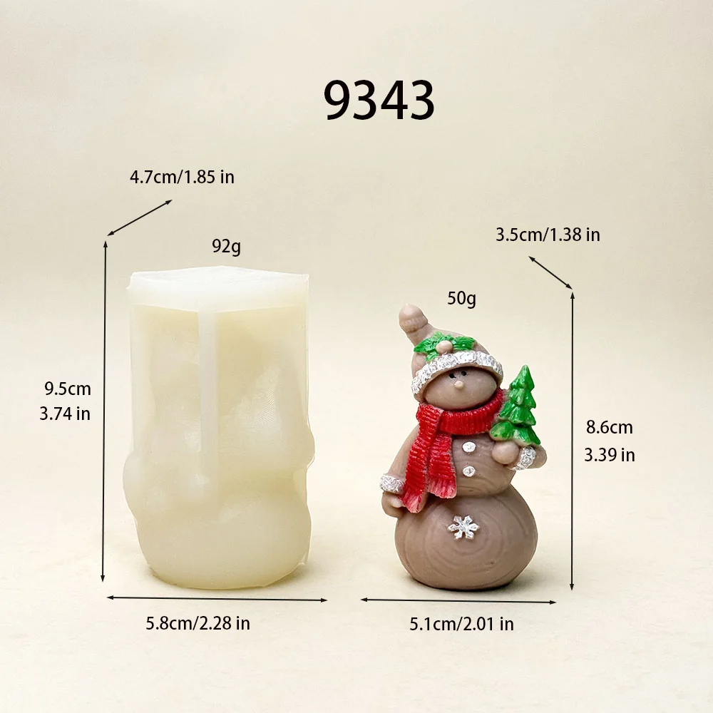 9343-圣诞雪人硅胶蜡烛模具