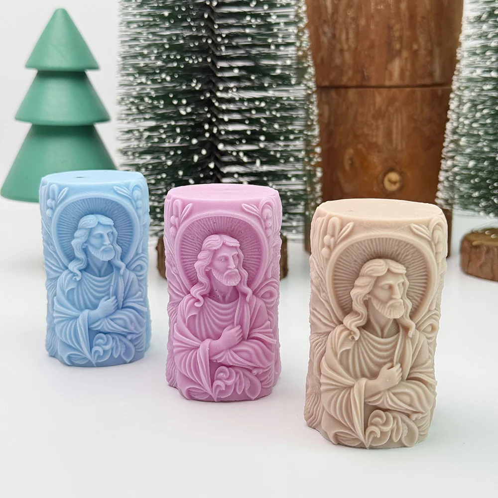 Jesus Silicone Candle Mold with Relief Design