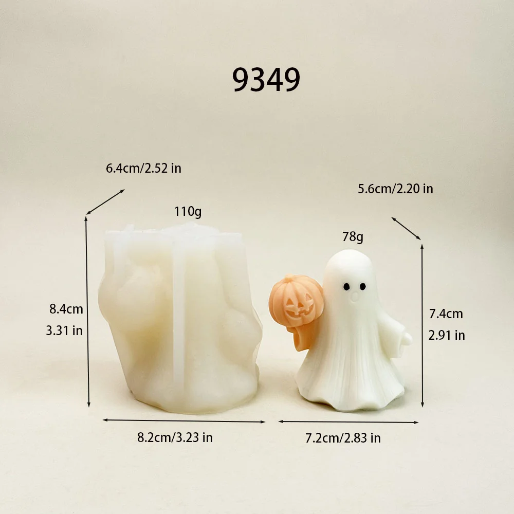 9349-万圣节幽灵南瓜硅胶蜡烛模具