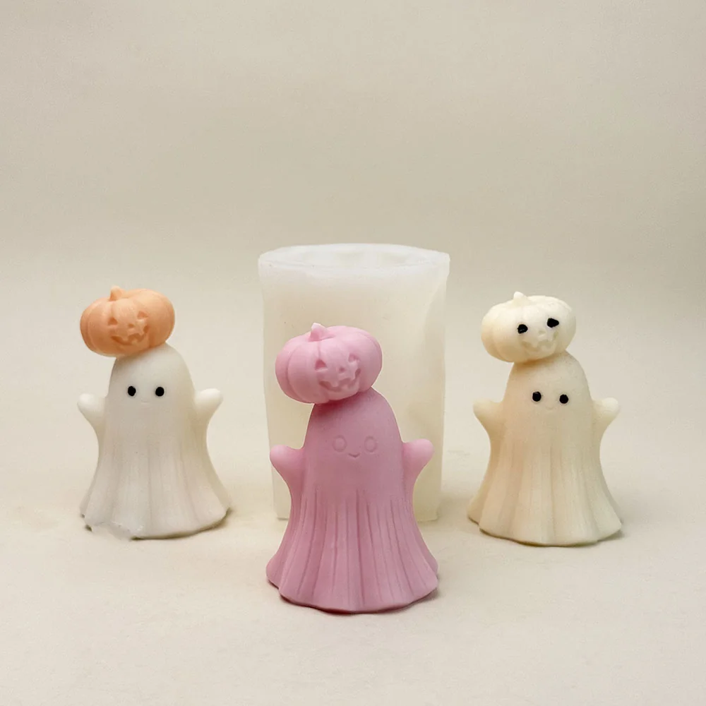 9350-万圣节南瓜幽灵硅胶蜡烛模具