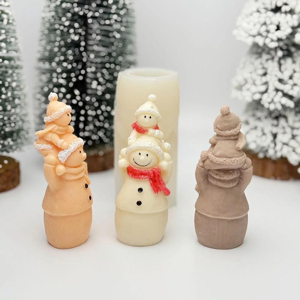 9357-双层雪人硅胶蜡烛模具
