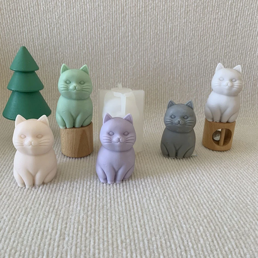 8981-坐立卡通猫咪硅胶模具