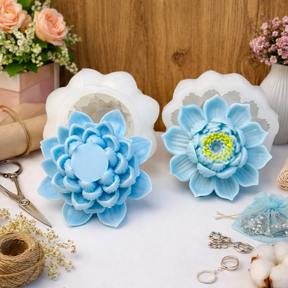 Lotus Silicone Candle Mold with Multi-layer Petals