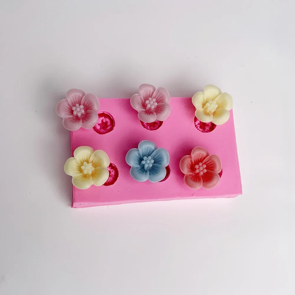 1368-六连五瓣花硅胶模具/