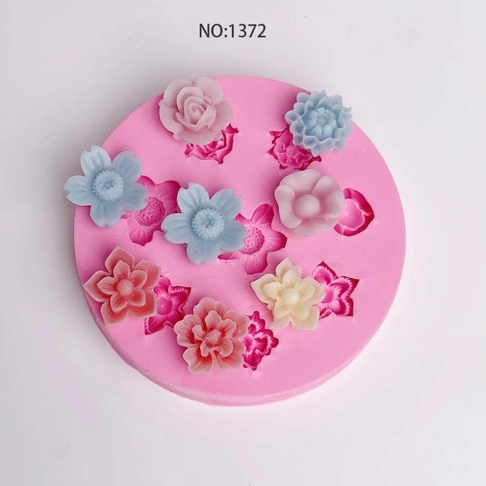 1372-多款式小花硅胶模具