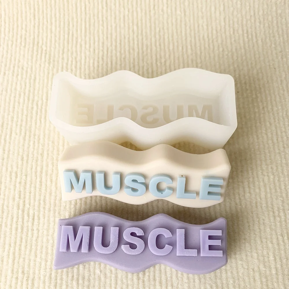 1388-波浪边MUSCLE字母字牌硅胶模具