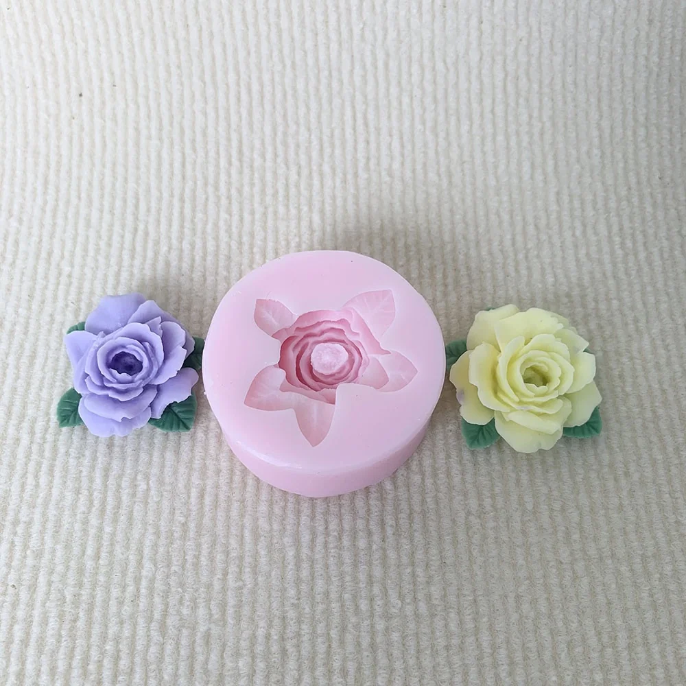 1397-带叶玫瑰花硅胶模具