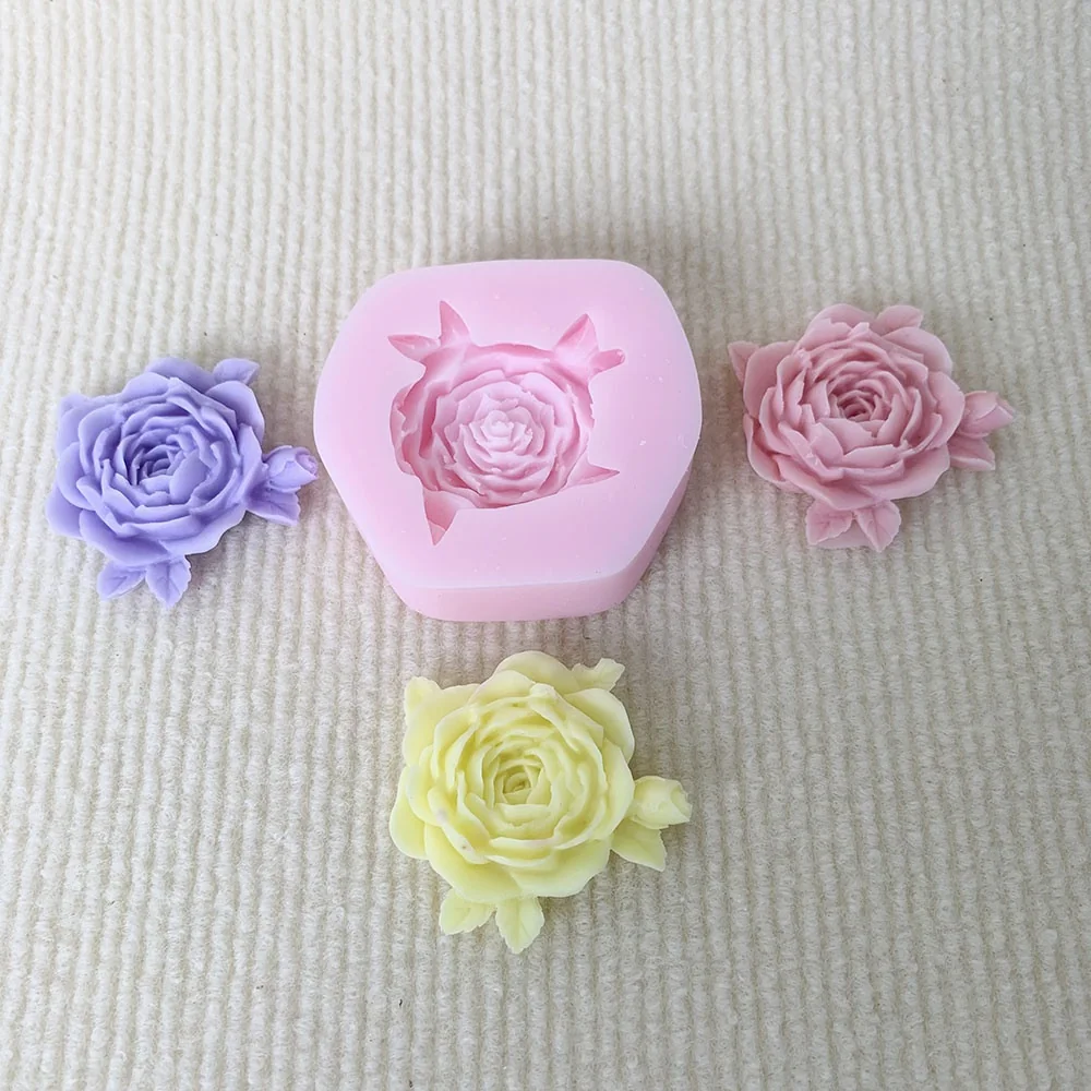 1398-带叶玫瑰花硅胶模具
