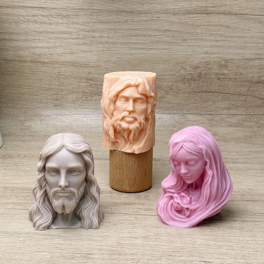 Jesus Relief Pillar Candle Mold - 9426