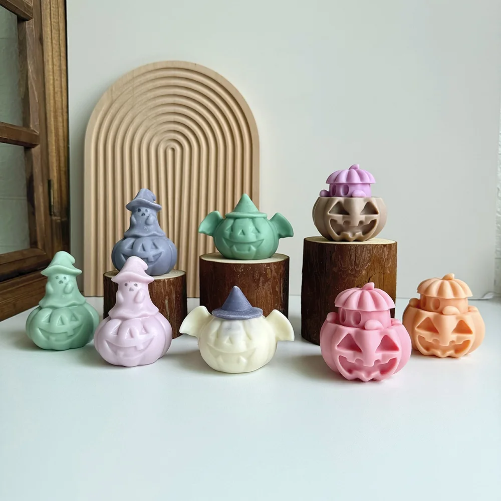 9272-万圣节带巫师帽蝙蝠翼南瓜硅胶模具