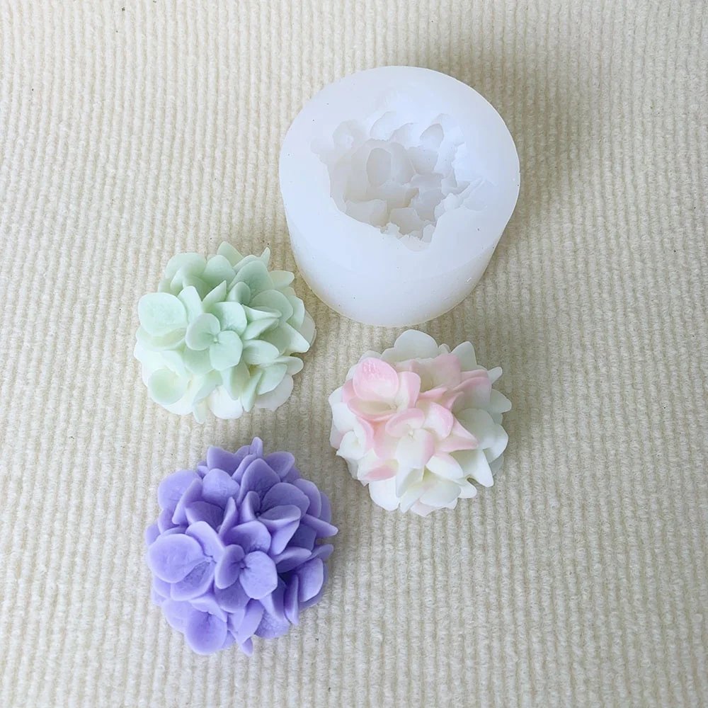 1390-立体绣球花蜡烛硅胶模具