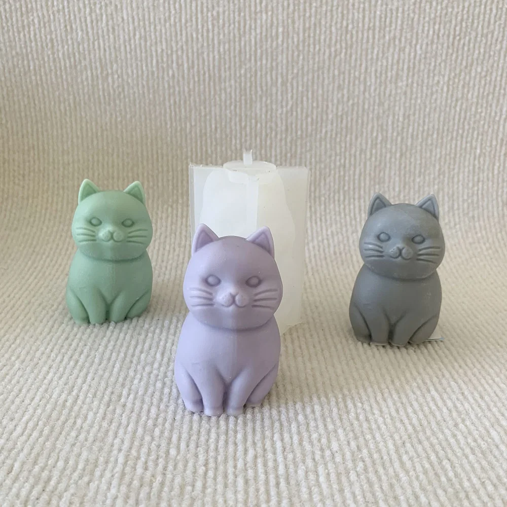 8981-坐立卡通猫咪硅胶模具